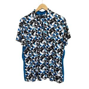 Tail White Label Golf Polo Shirt Womens XL Blue Geometric Mock Neck GH1436
